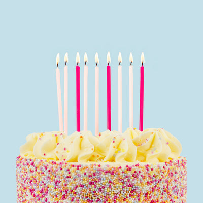 Pink Birthday Candles - 24 Pack | Cake Candles |