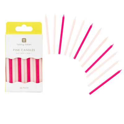 Pink Birthday Candles - 24 Pack | Cake Candles |