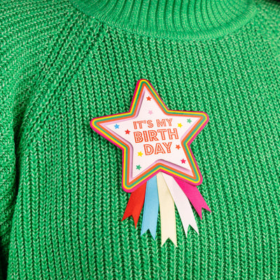 Birthday Brights Multi Coloured Birthday Star Rosette Badge