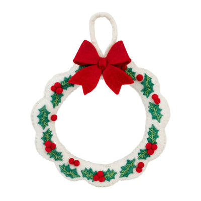 Holly Felt Wreath - 22cm | Christmas Decor |