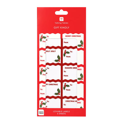 Holly Christmas Stickers - 5 Sheets - 55 Stickers