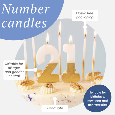 Gold & White Number Candles Starter Set - 0-9