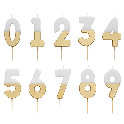 Gold & White Number Candles Starter Set - 0-9