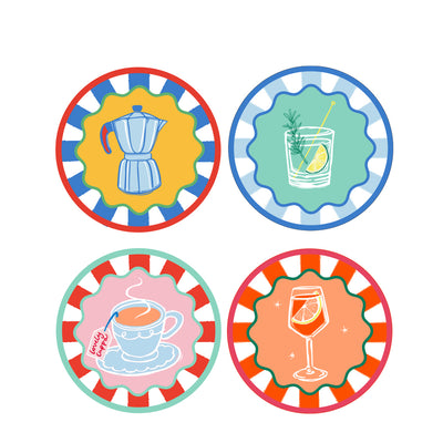 4 Drink Icons Coasters - POS Unit