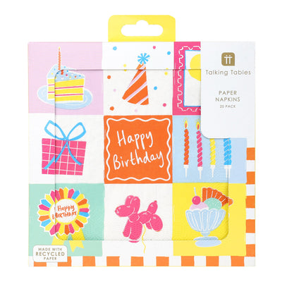 Happy Birthday Icons Paper Napkins - 20 Pack