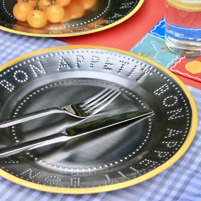 Bon Appetit Yellow Stainless Steel Reusable Plate - 25cm
