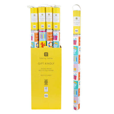 Birthday Icons Recycled Wrapping Paper - 3m | Birthday Decor |