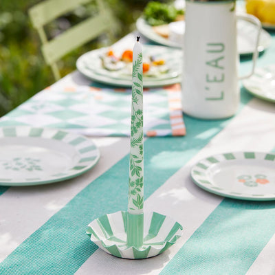 Green Stripe Metal Candle Holder | Everyday Decor |