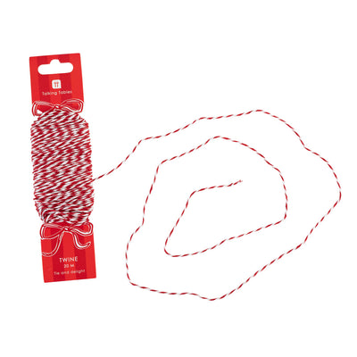Red & White Festive Twine - 20m | Christmas Gifting |