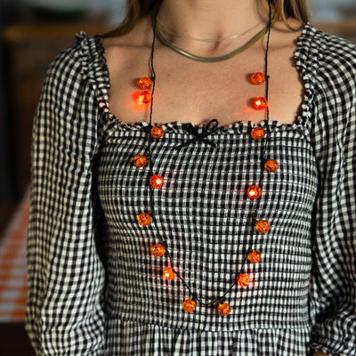 Halloween Pumpkin Light Up LED Necklace - Display