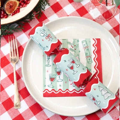 Bon Noel Green Christmas Crackers - 6 Pack | Christmas Decor |