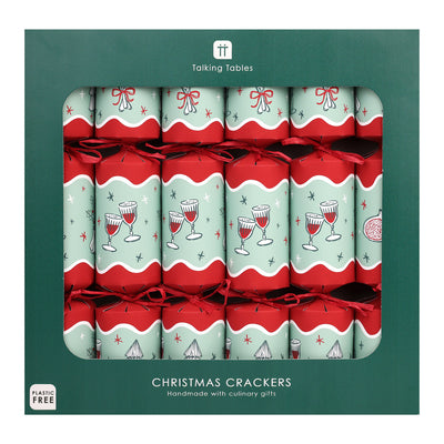 Bon Noel Green Christmas Crackers - 6 Pack