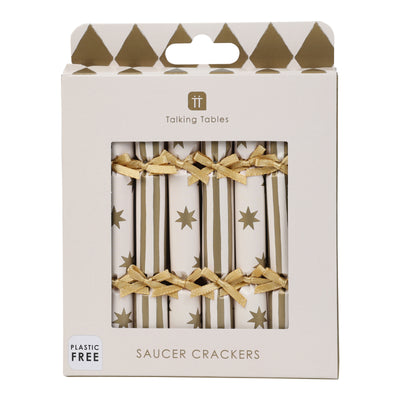 Gold Christmas Saucer Crackers - 8 Pack | Christmas Decor |
