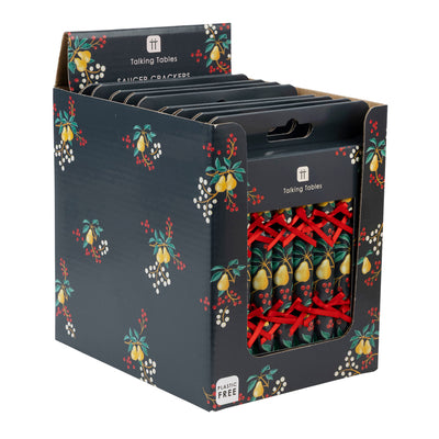 Partridge & Pear Christmas Saucer Crackers - 8 Pack | Christmas Decor |