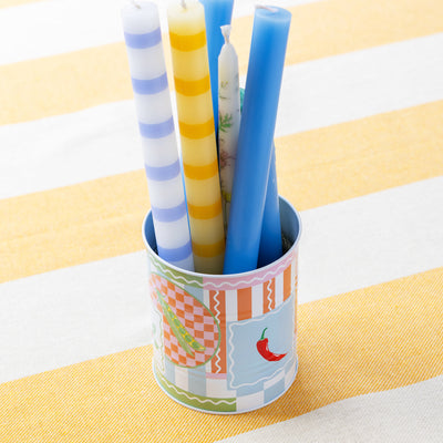 Blue & White Stripe Straight Dinner Candles - POS Unit