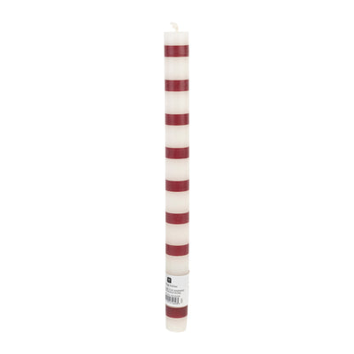 Burgundy & White Stripe Dinner Candles - Display | Home Decor |