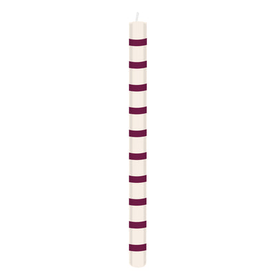 Burgundy & White Stripe Dinner Candles - Display | Home Decor |