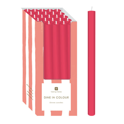 Cherry Pink Straight Dinner Candles - POS Unit