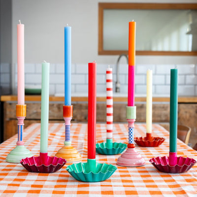 Red & White Stripe Straight Dinner Candles - Display | Home Decor |