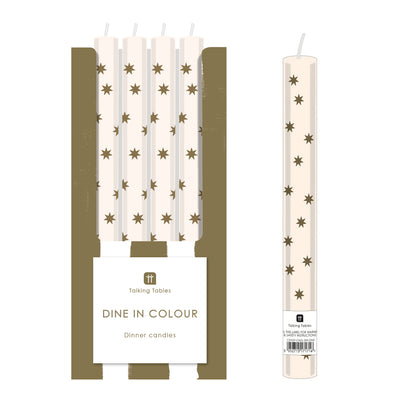 Gold Star Straight Dinner Candles - Display | Christmas |
