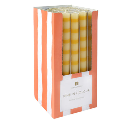 Yellow Stripe Straight Dinner Candles - POS Unit