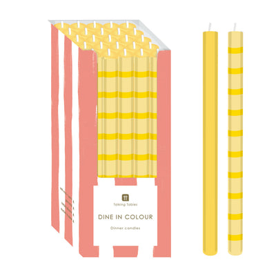 Yellow Stripe Straight Dinner Candles - POS Unit