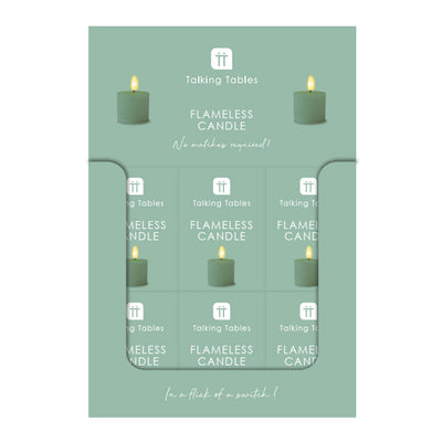 Flameless LED Tealight Candle - Gold Sage Green POS Unit