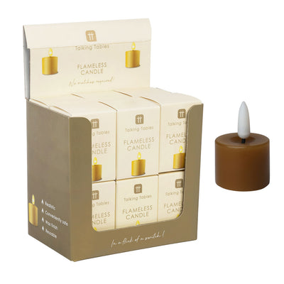 Flameless LED Tealight Candle - Gold - 12 Units Display | Home Decor |