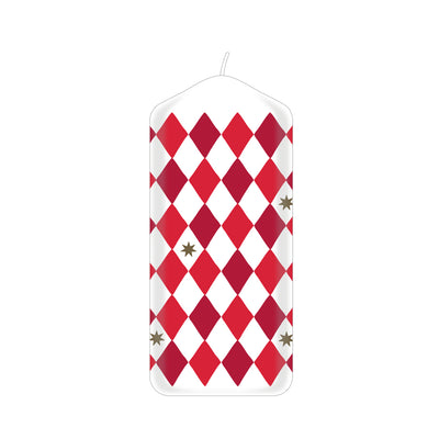 Red Harlequin Pillar Candle - 15cm | Home Decor |