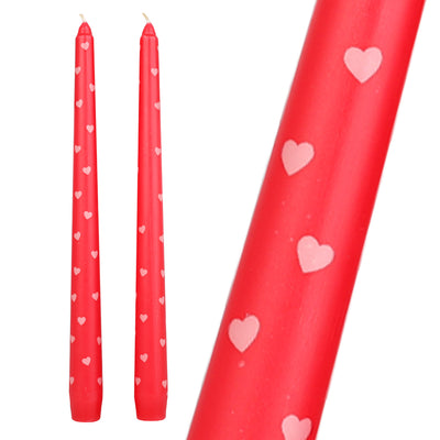 Heart Taper Dinner Candles - 2 Pack | Valentines Decor |