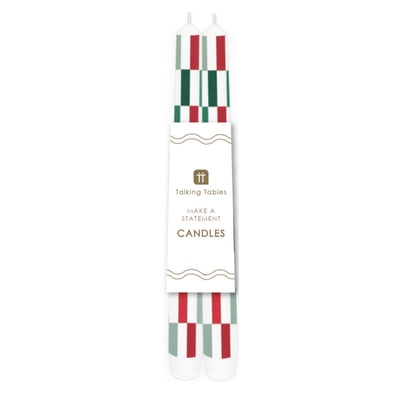 Red & Green Check Dinner Candles - 2 Pack