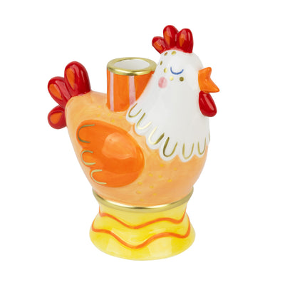 Hand-Painted Hen Ceramic Candle Holder | Easter Decor |