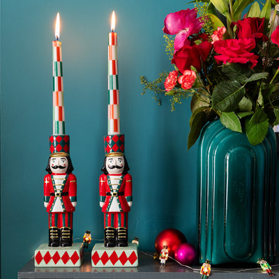 Hand-Painted Nutcracker Candle Holder - 20cm | Christmas Decor |