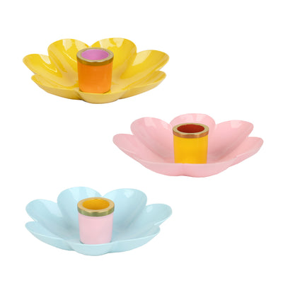 3 Colours Enamel Flower Shaped Candle Holders
