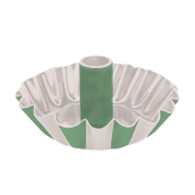 Green & White Stripe Metal Dinner Candle Holder
