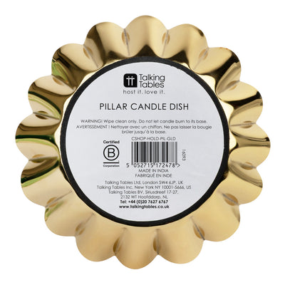 Scalloped Gold Metal Dinner Candle Holder | Home Decor |