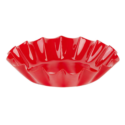 Scalloped Red Metal Pillar Candle Holder | Home Decor |