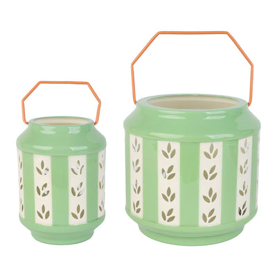 Green Enamel Lanterns Set