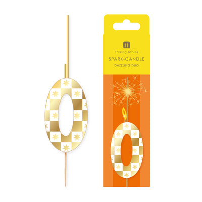 Gold Number Sparkler Duo Birthday Candle - 0