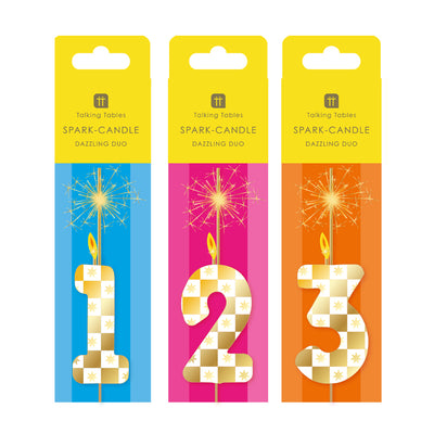 Gold Number Sparkler Duo Birthday Candles Set - 0-9