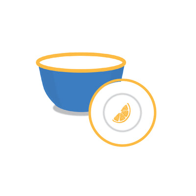 Lemon Blue Enamel Bowl - 10cm