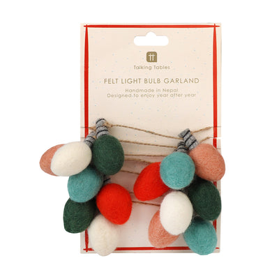 Christmas Felt Light Bulb Bunting - 2m