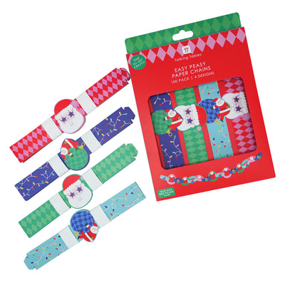 Santa Paper Chains - 100 Pack | Christmas Craft |