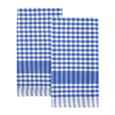 Bon Appetit Blue & White Fabric Gingham Napkins/Tea Towels - 2 Pack