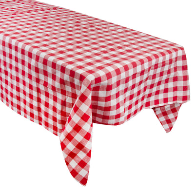Red & White Cotton XL Gingham Tablecloth - 160cm x 250cm