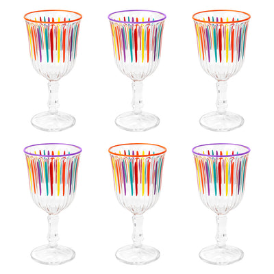 Bright Striped Wine Glass - 6 Pack