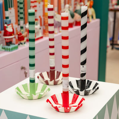 Black & White Stripe Dinner Candles - 25 Unit Display | Halloween Decor |