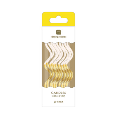 Gold & White Twist Birthday Candles - 16 Pack