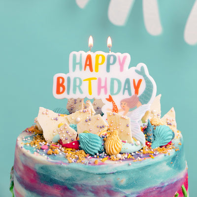 Mermaid 'Happy Birthday' Candle