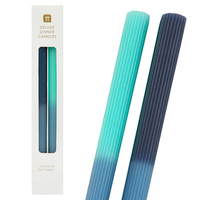 Marble 2 Tone Ombre Blue Dinner Candles - 2 Pack